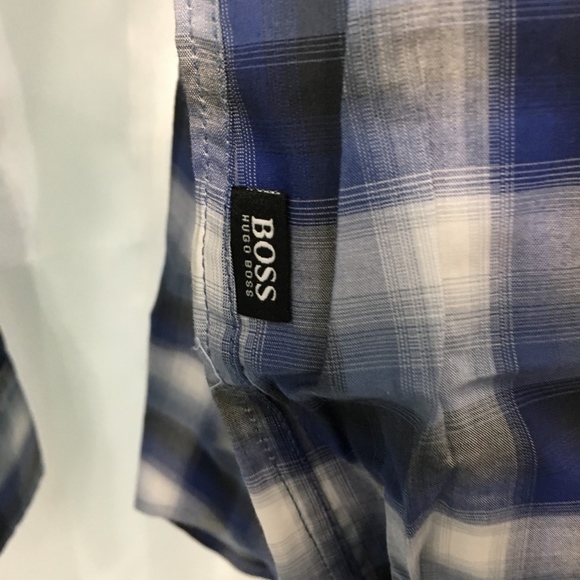 Hugo Boss Blue Plaid Men's Shirt, Size XL - Picture 4 of 6